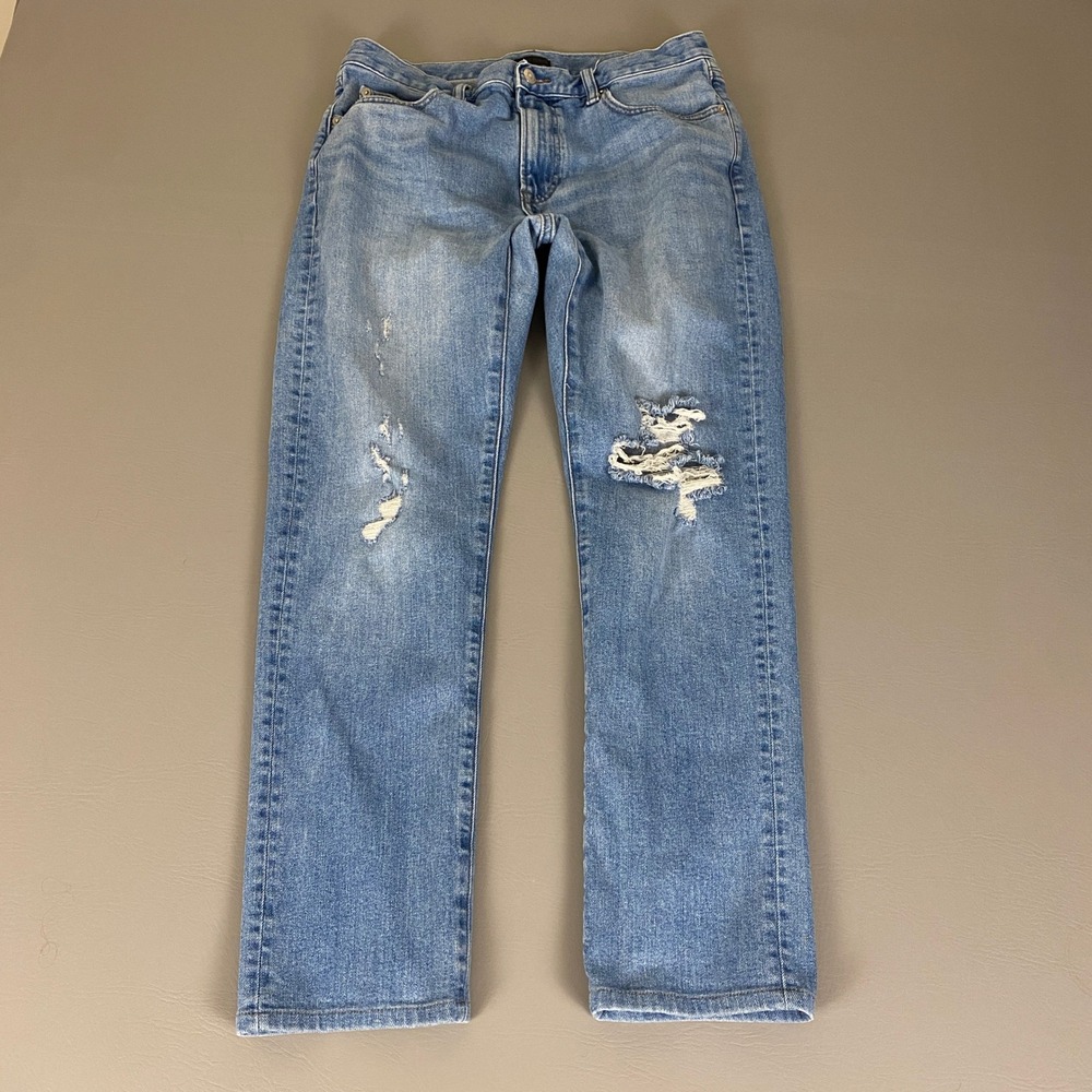 Uniqlo Jeans Men's Size 32x30 Blue Light Wash Slim Fit Distressed Denim Cotton